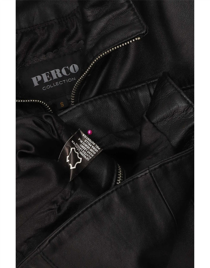 veste en cuir femme vintage UK 10 Petit cuir noir