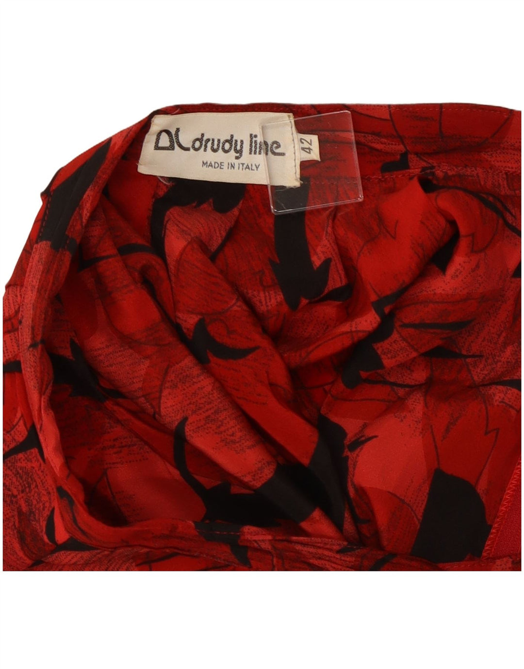 vintage Femmes Motif Abstrait Jupe Plissée IT 42 Moyen W26 Rouge Classique