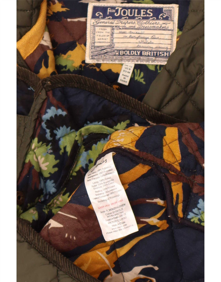 Joules Veste matelassée pour femme UK 12 Coton kaki moyen