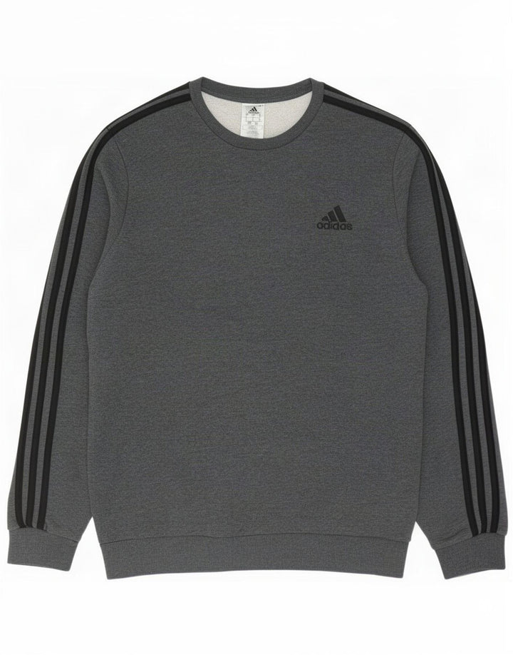 Adidas Sweat-shirt pour homme en coton gris Taille L