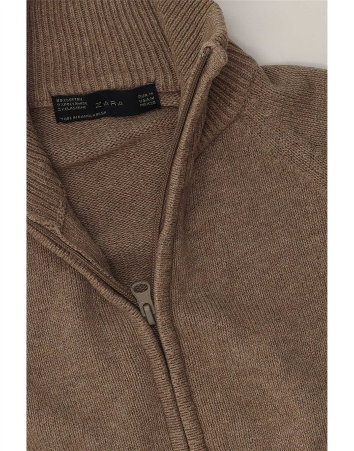 Zara Cardigan Femme Pull UK 14 Coton Gris Moyen