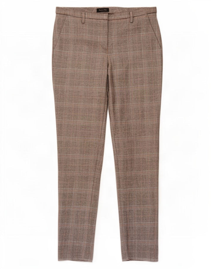 Massimo Dutti Pantalon Chino Femme EU 38 Small W28 L30 Gris Pied-de-Poule