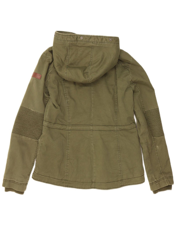 Hollister Veste coupe-vent à capuche pour femme UK 12 Coton vert moyen