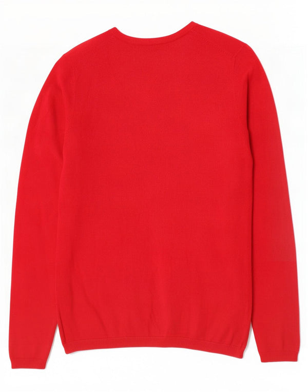 Tommy Hilfiger Pull col en V pour femme UK 10 Petit coton rouge