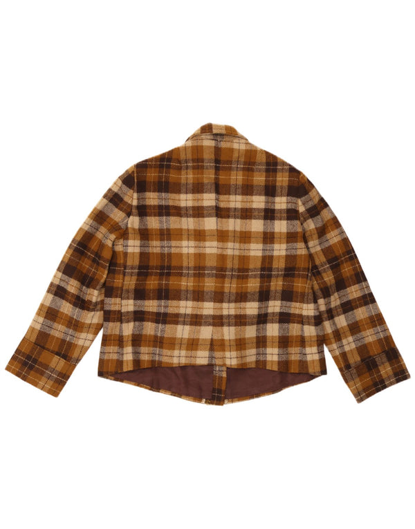 vintage Femme 4 Bouton Blazer Veste UK 14 Medium Brown Check