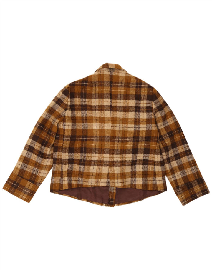 vintage Femme 4 Bouton Blazer Veste UK 14 Medium Brown Check