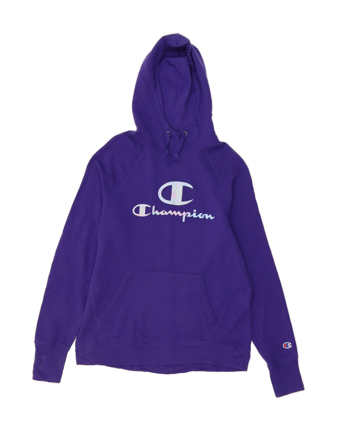 CHAMPION Womens Graphic Hoodie Jumper UK 14 Medium Purple Polyester Vintage Champion and Second-Hand Champion from Messina Hembry 