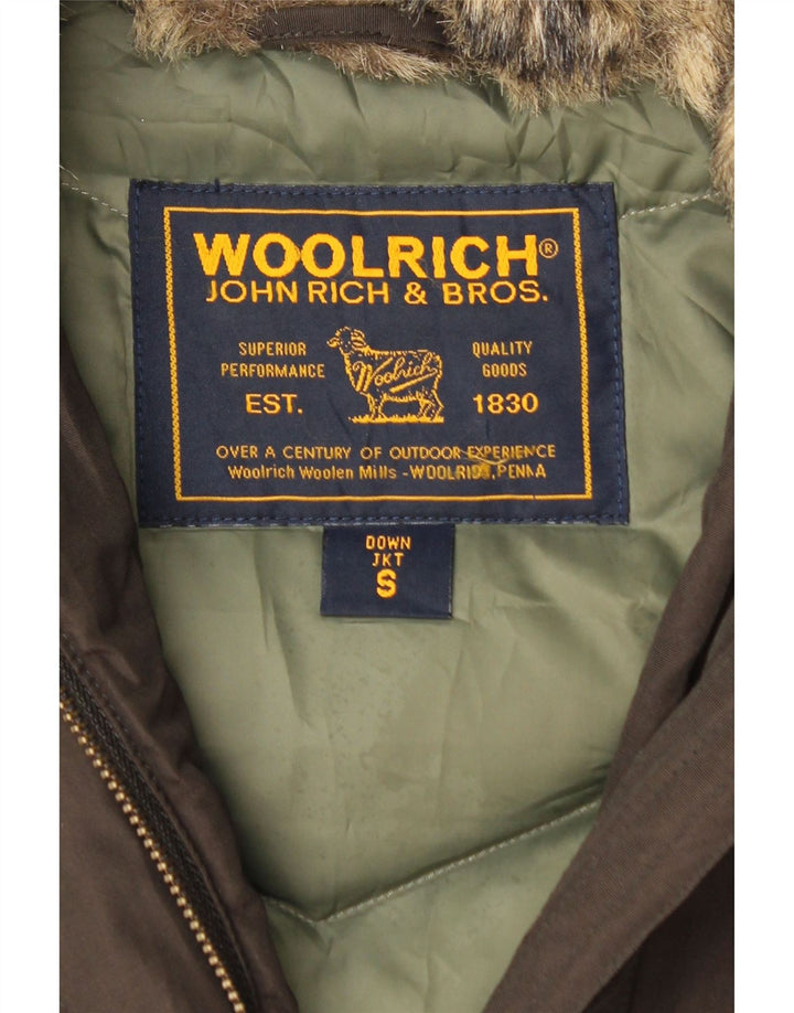 Woolrich Veste matelassée à capuche pour femme UK 10 Small Marron Coton