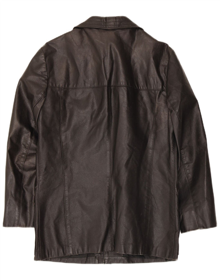 VINTAGE Veste en Cuir Homme IT 48 Moyen Noir
