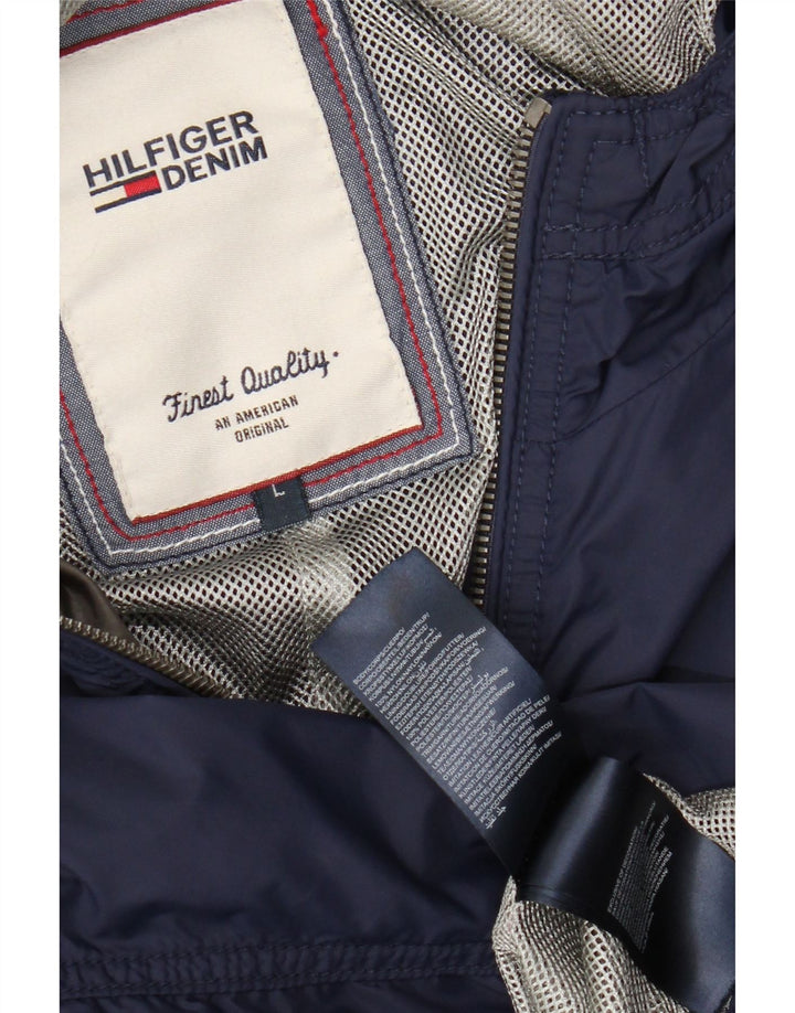 Tommy Hilfiger Manteau imperméable à capuche pour femme UK 16 Large Bleu marine Nylon