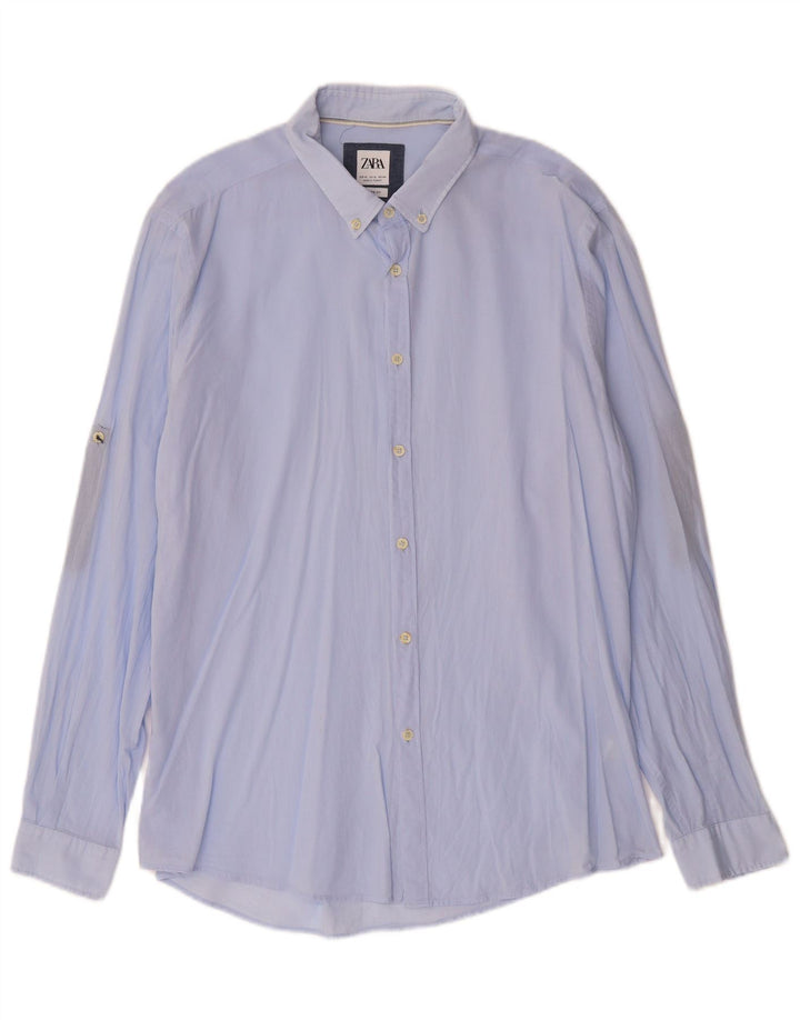 ZARA Chemise coupe décontractée pour hommes XL Bleu