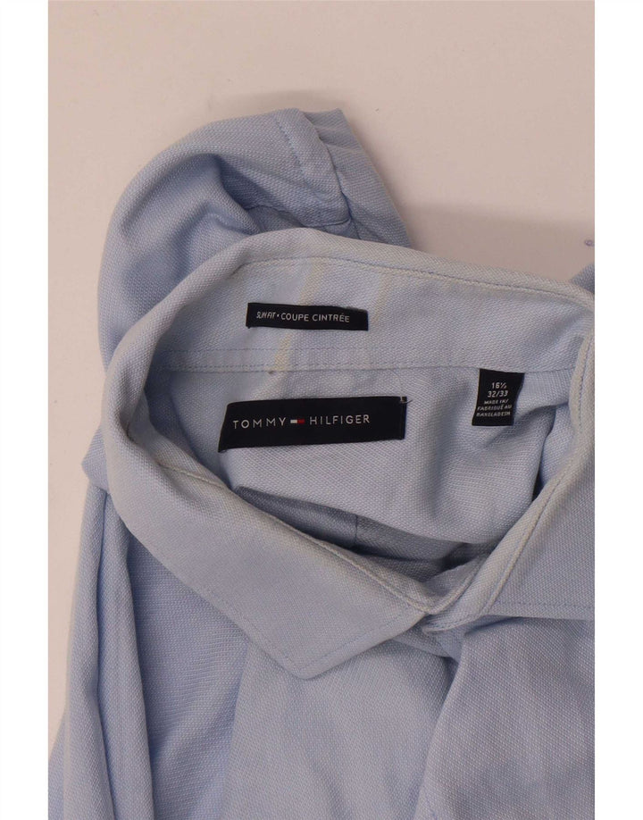 Tommy Hilfiger Chemise slim fit pour homme Taille 16 1/2 Grand Bleu