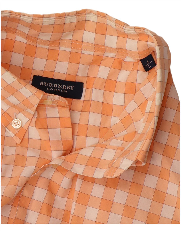 Burberry Chemise à manches courtes pour hommes Grand coton vichy orange