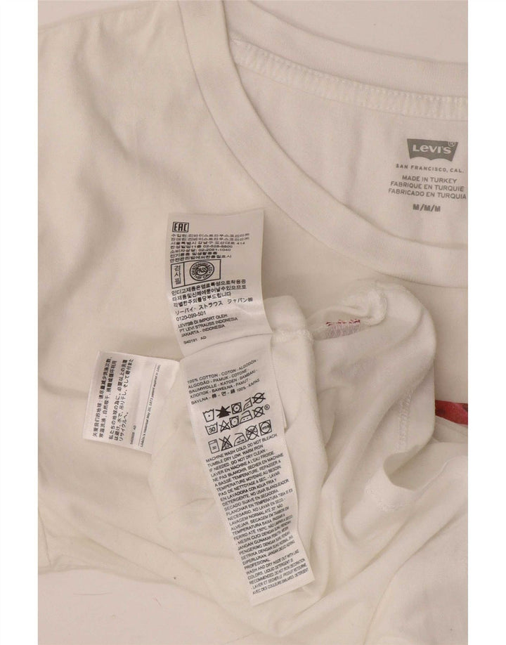 Levi's T-Shirt Graphique Femme UK 12 Coton Blanc Moyen