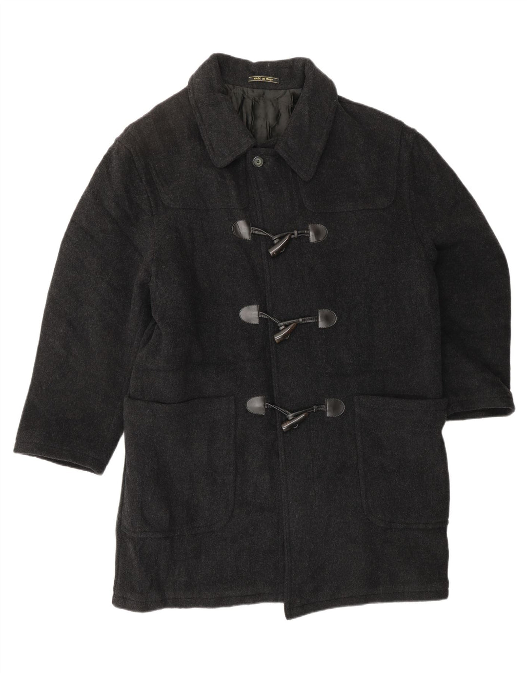 VINTAGE Duffle Coat Homme UK 46 3XL Laine Grise