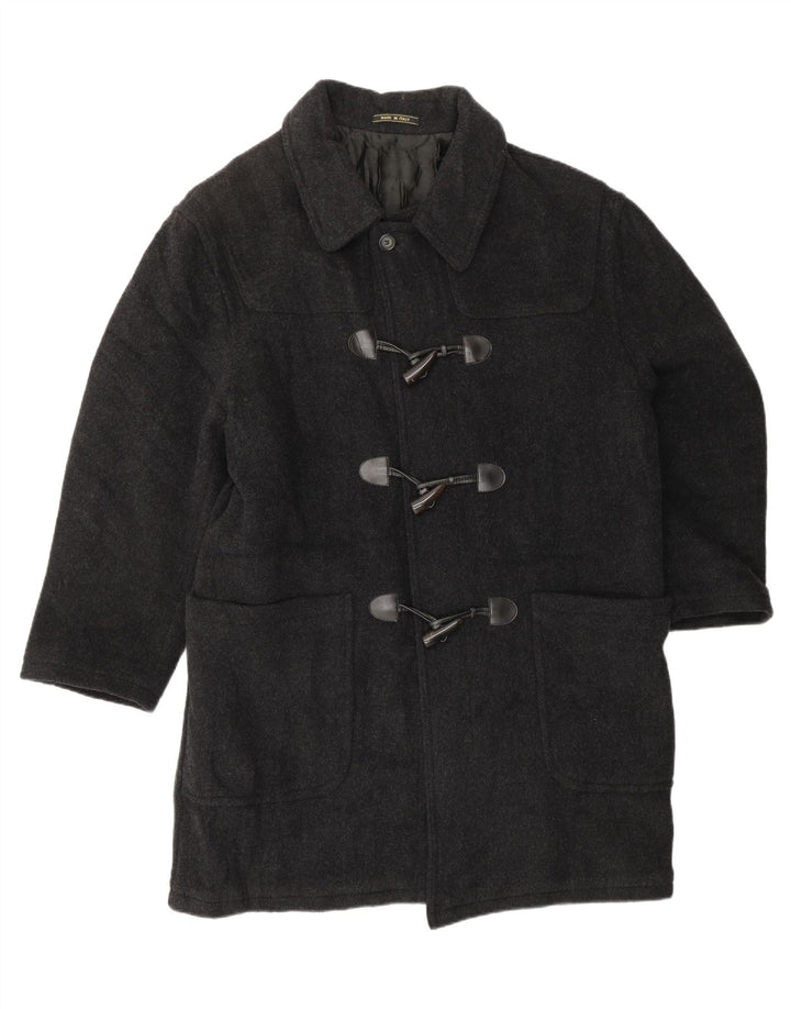 VINTAGE Duffle Coat Homme UK 46 3XL Laine Grise