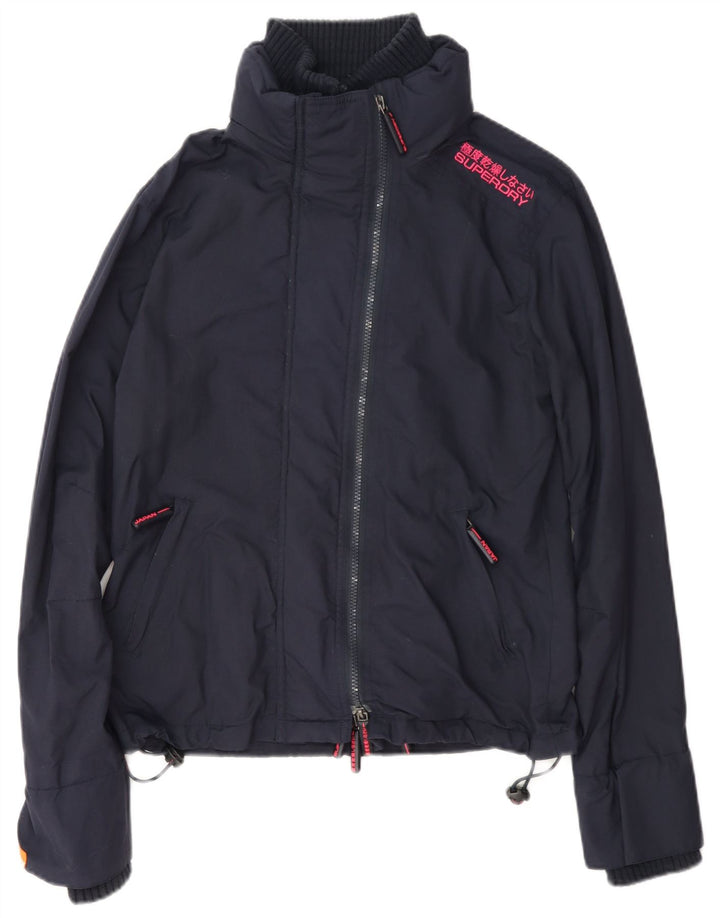 Superdry Veste de Pluie Femme UK 14 Medium Bleu Marine Nylon