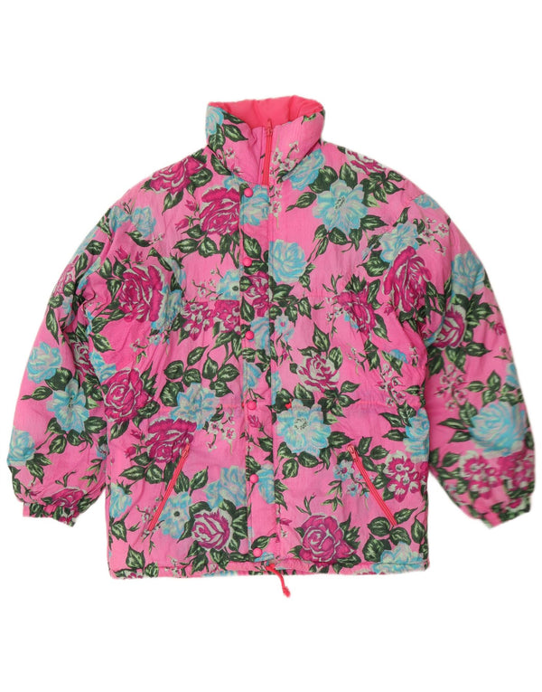 Cacao Veste matelassée Femme IT 46 Large Rose Floral Polyamide Rétro