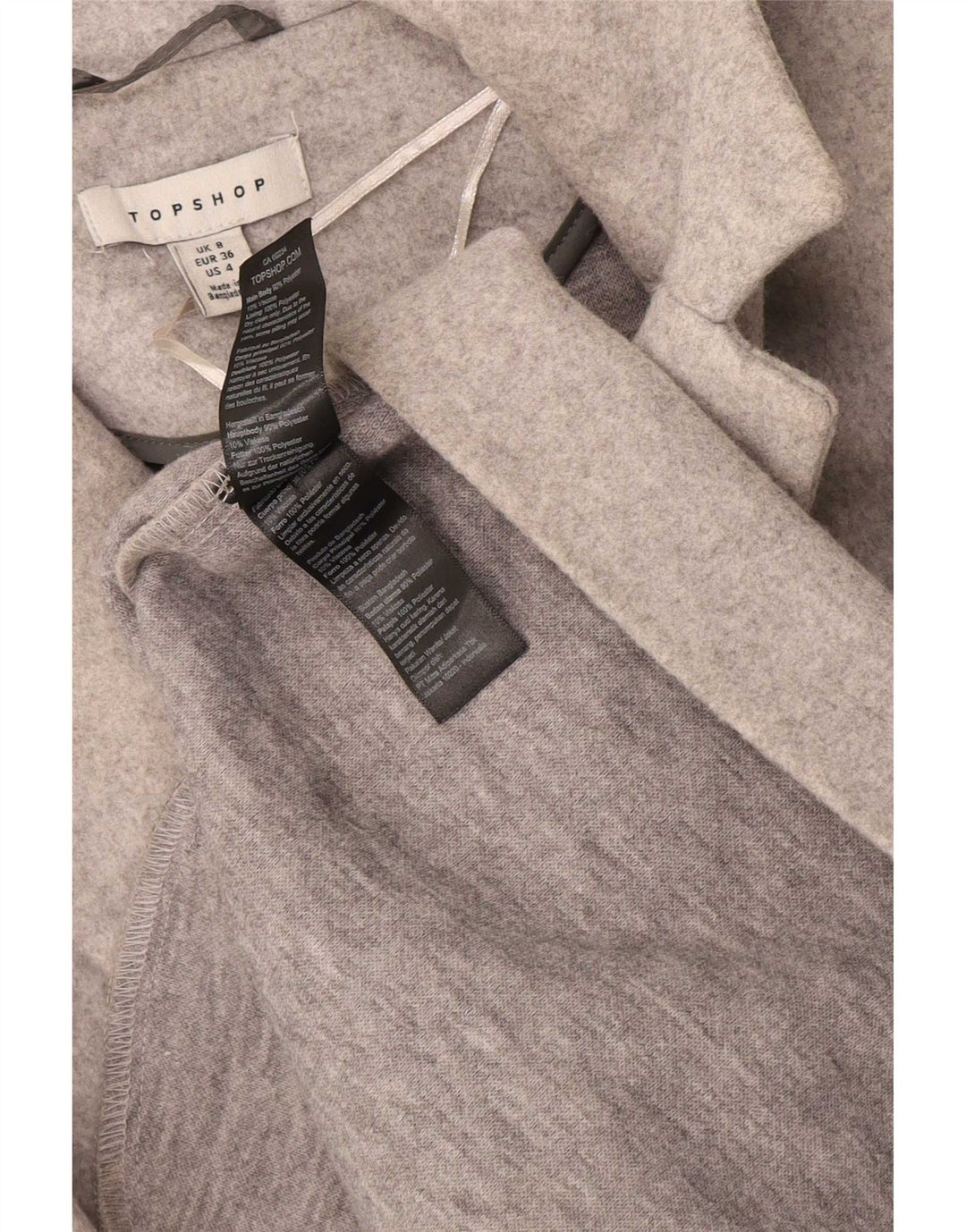 Topshop Manteau surdimensionné pour femme UK 8 Small Gris Polyester