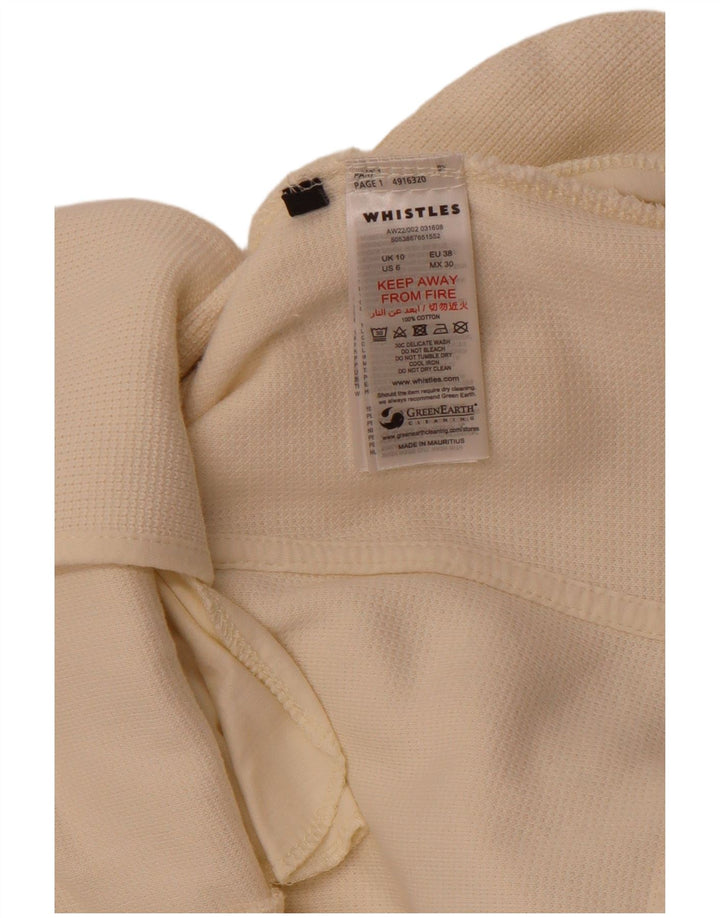 WHISTLES Veste blazer à 2 boutons pour femme UK 10 Petit coton blanc