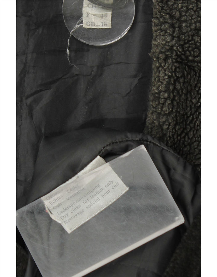 VINTAGE Manteau en daim femme UK 18 XL Cuir noir