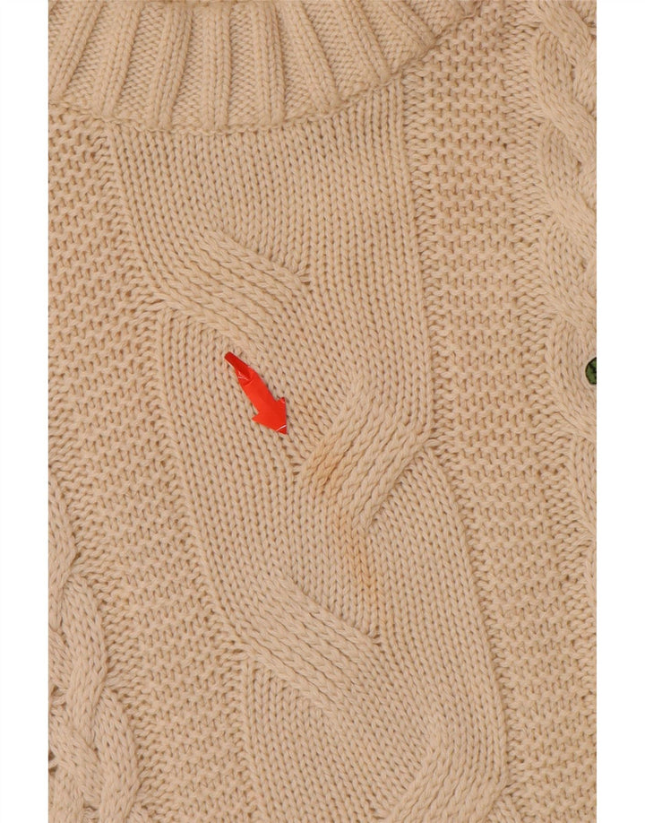 LACOSTE Femme Crew Neck Jumper Pull Taille 38 Laine Beige Moyen