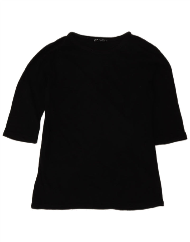Zara Haut à manches 3/4 pour femme UK 10 Small Noir