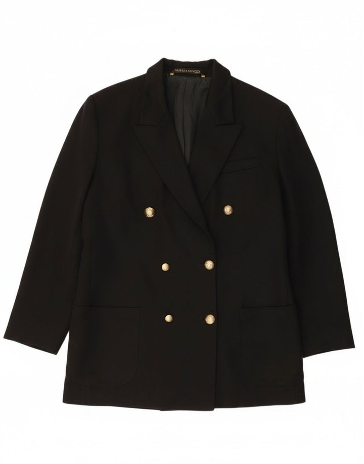 Marks & Spencer Veste blazer double boutonnage pour femme UK 14 Grande laine noire