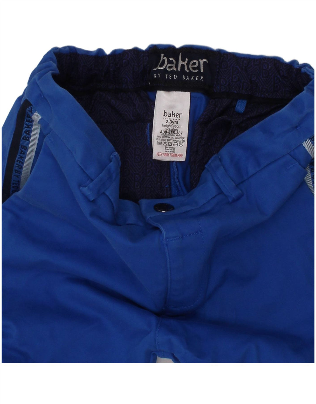 TED BAKER Short chino graphique pour garçon 2-3 ans W22 Bleu Coton