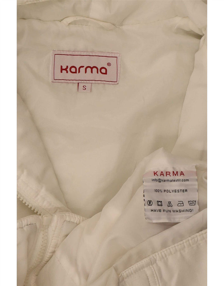 Karma Veste matelassée à capuche pour femme UK 10 Petit Blanc Colorblock Polyester