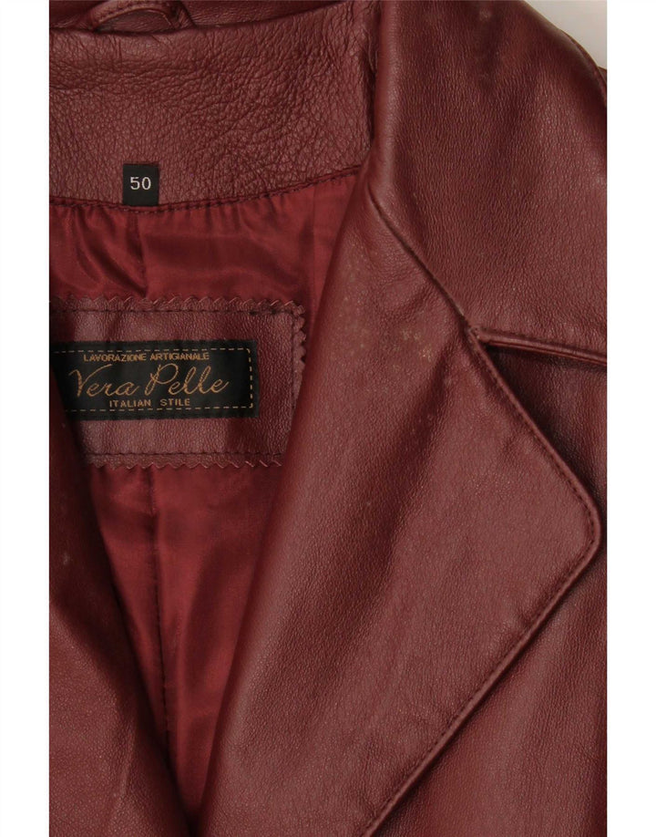 Manteau en cuir femme vintage IT 50 XL Cuir Bordeaux