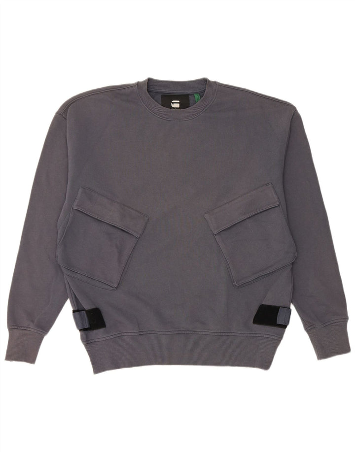 G-Star Homme Sweatshirt Jumper Large Bleu Marine Coton