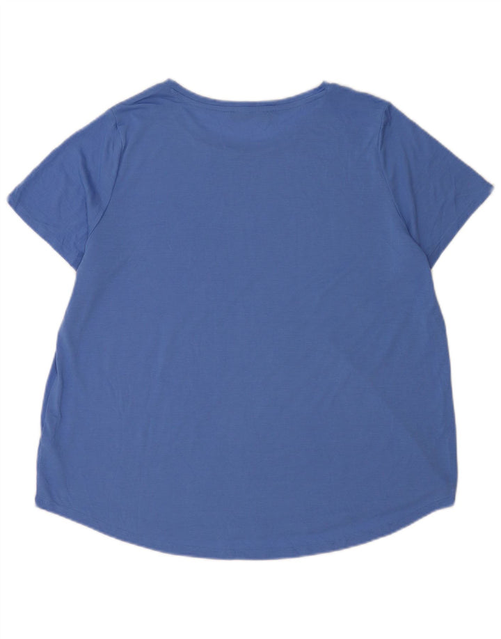Marks & Spencer T-Shirt Femme Top UK 20 2XL Bleu Polyester