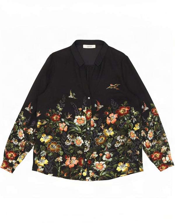 Oasis Chemisier militaire pour femme UK 44 Medium Noir Floral Polyester