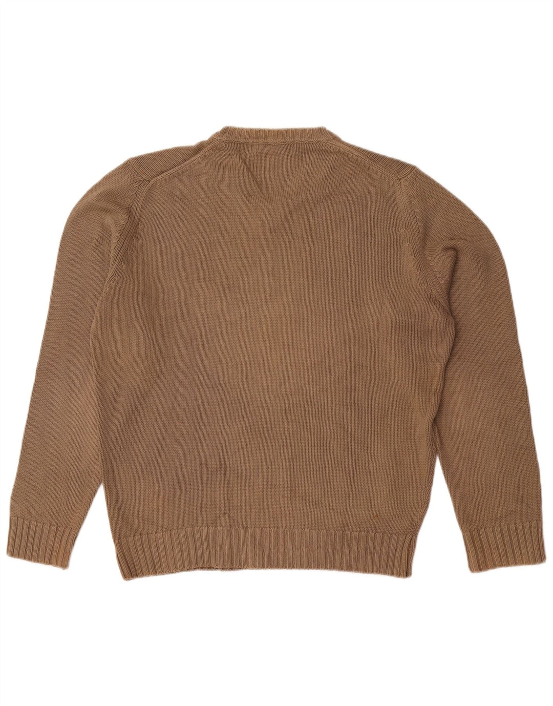 Zara Pull Col V Homme Marron Moyen Coton