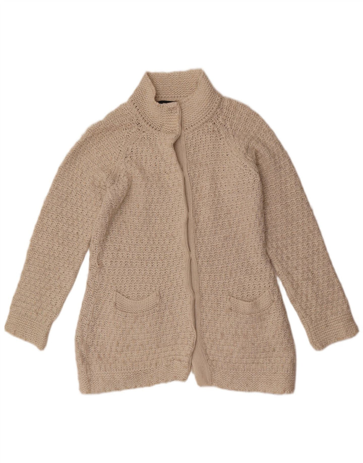 Zara Cardigan Femme Pull UK 14 Grand Acrylique Blanc