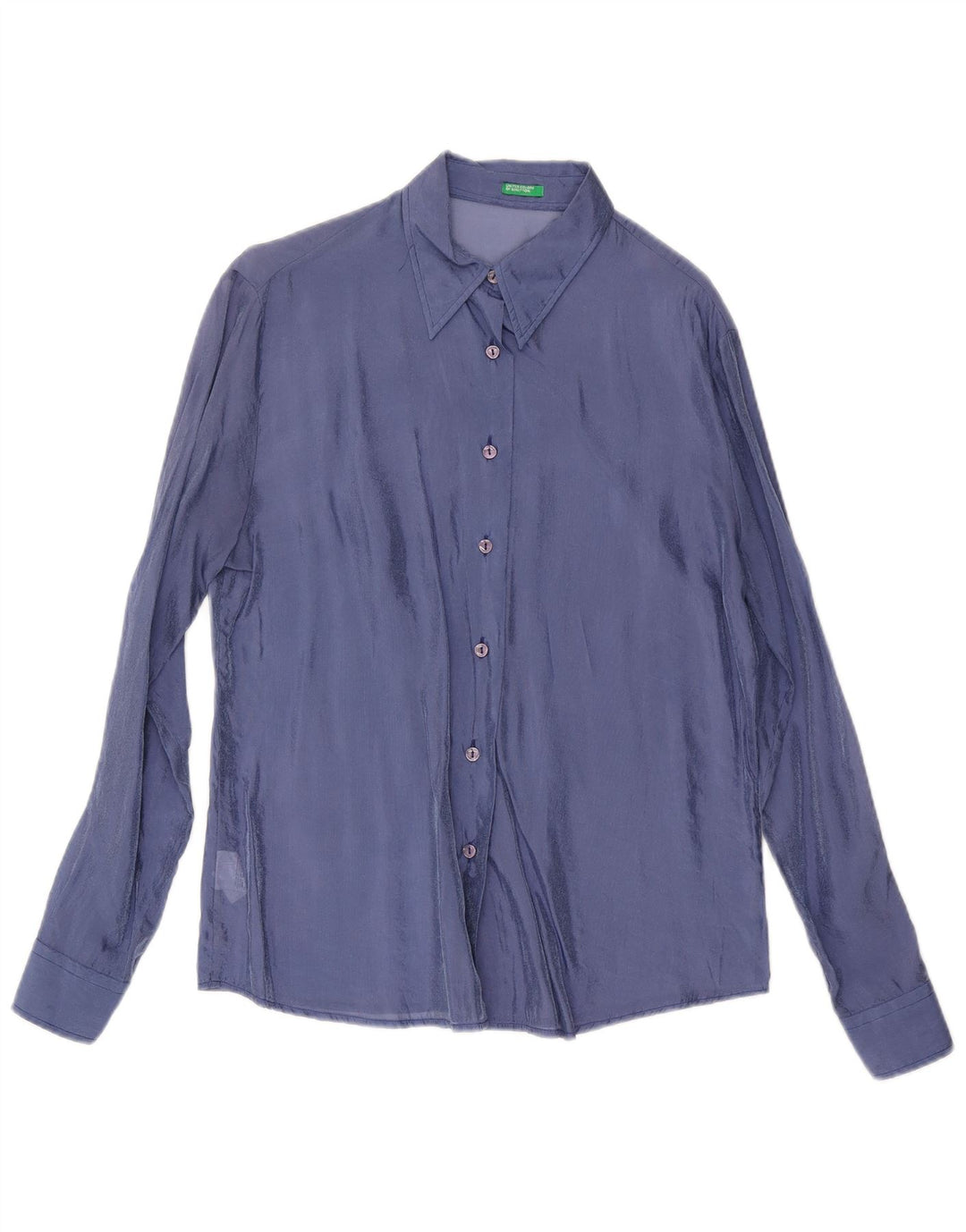 Benetton Chemise Femme UK 16 Large Bleu Viscose