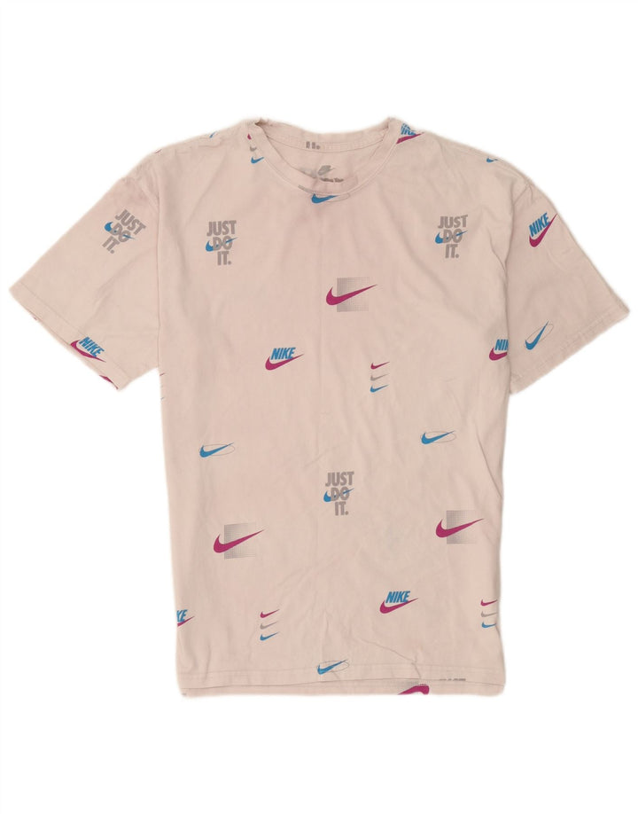 Nike Hommes Coupe Ample T-Shirt Graphique Haut Blanc Moyen Coton