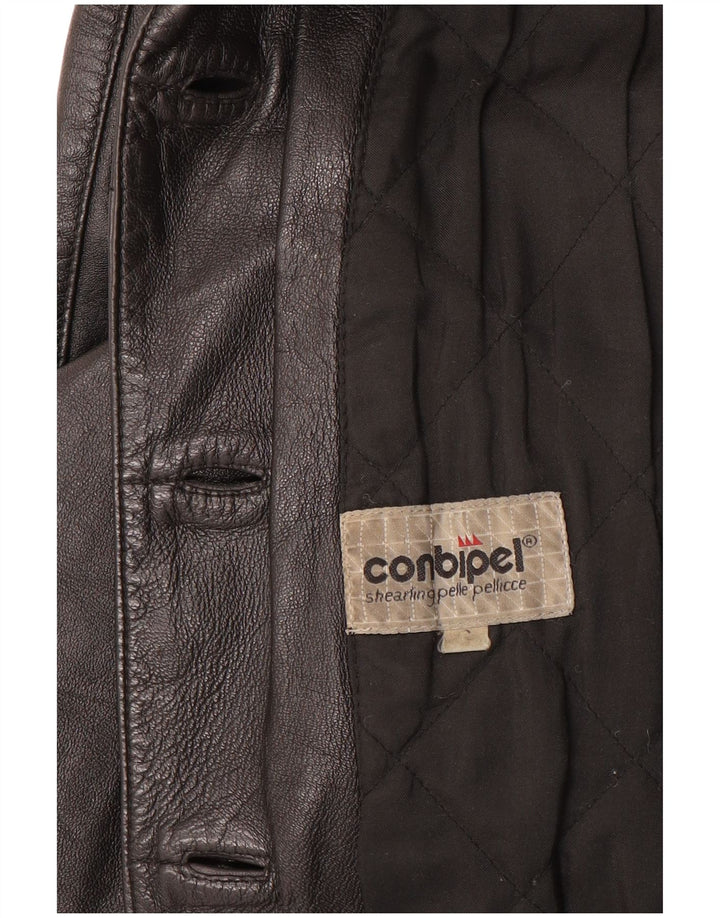 Conbipel Veste blazer surdimensionnée en cuir à 4 boutons pour femme UK 10 Small Noir