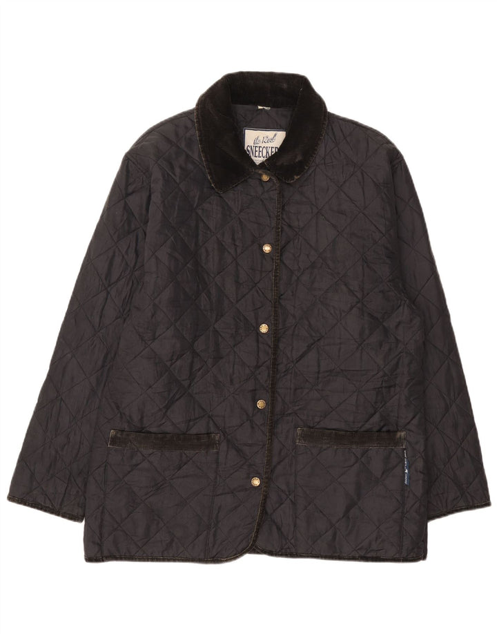 Veste matelassée femme vintage UK 14 Grand Polyamide Bleu Marine