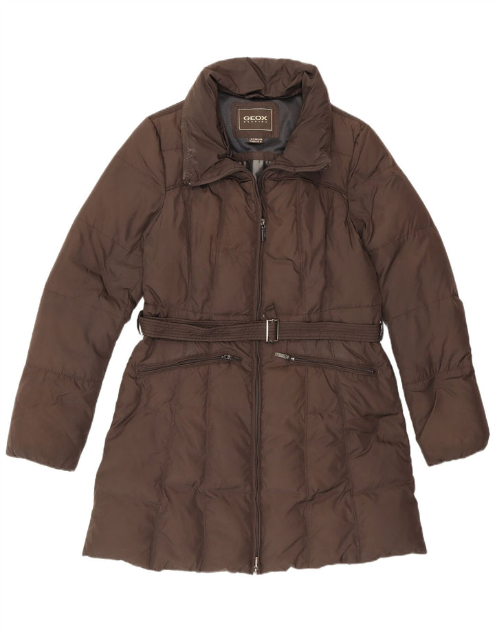 Geox Manteau rembourré pour femme UK 44 Large Marron Polyester