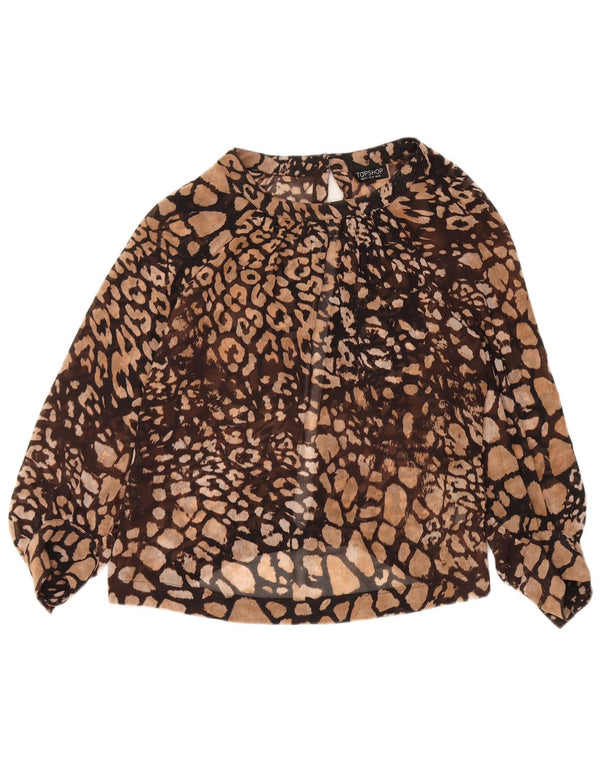 Topshop Chemisier court à manches 3/4 pour femme UK 14 Grand imprimé animal marron