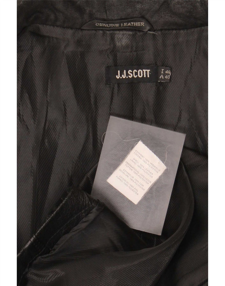 J.J.Scott Veste blazer en cuir à 2 boutons pour femme IT 46 Large Noir