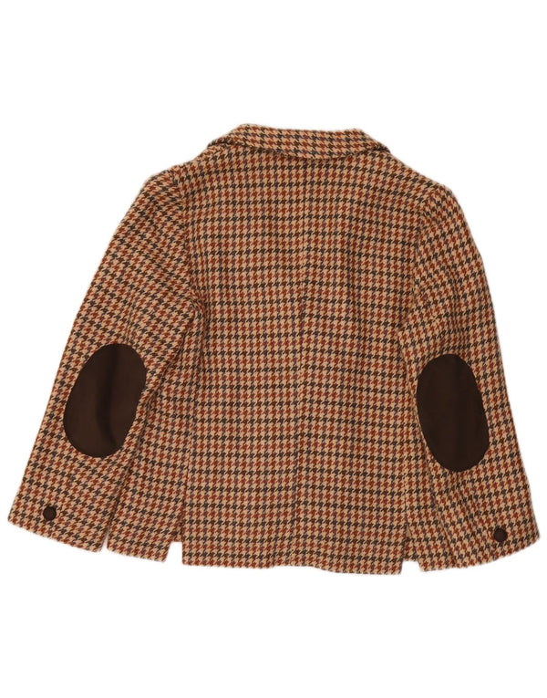 vintage Femme 3 Bouton Blazer Veste UK 12 Moyen Beige Pied-de-poule