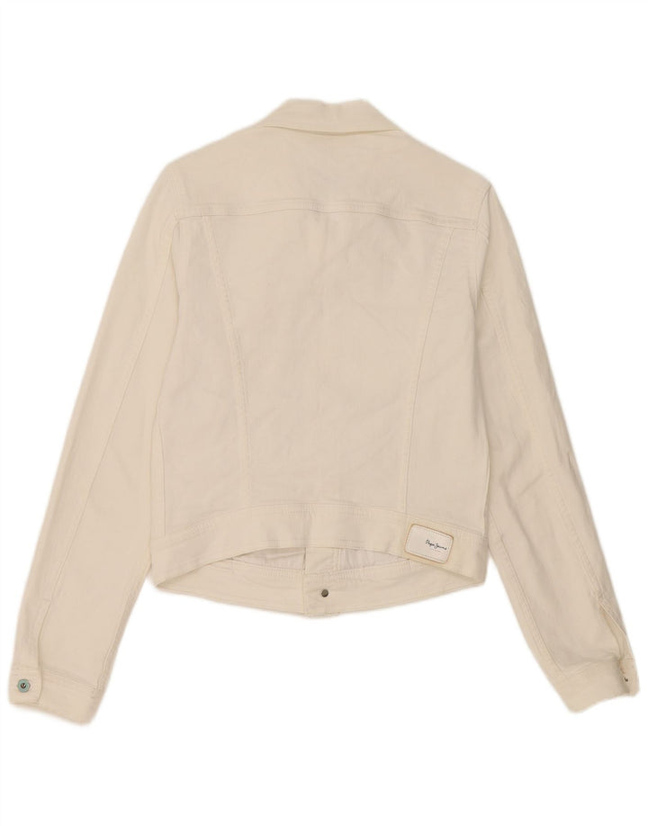 PEPE Jeans Veste en jean courte pour femme UK 10 Petit Blanc