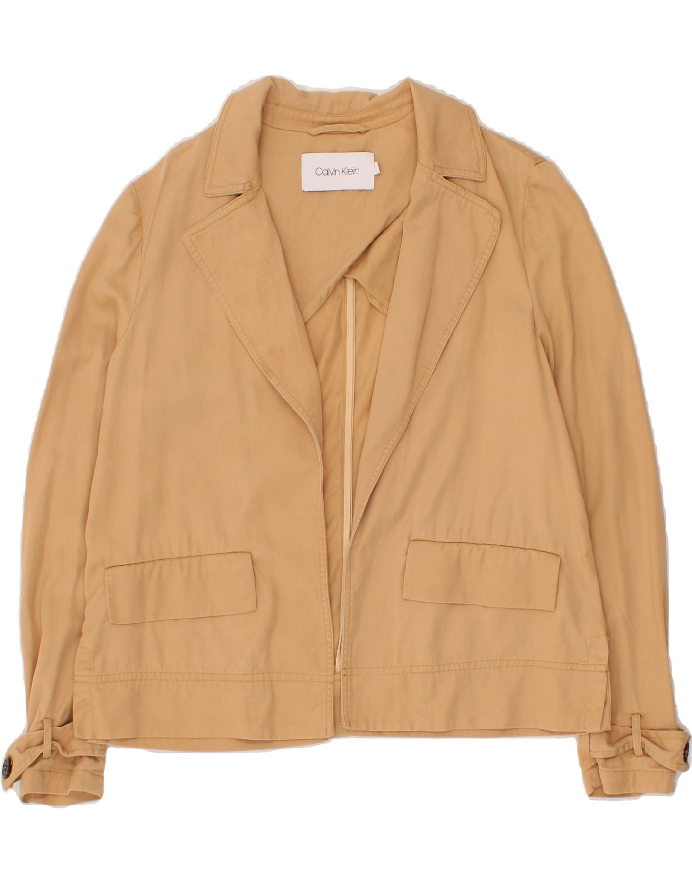 CALVIN KLEIN Mens Open Blazer Jacket UK 34 XS Beige Lyocell Vintage Calvin Klein and Second-Hand Calvin Klein from Messina Hembry 