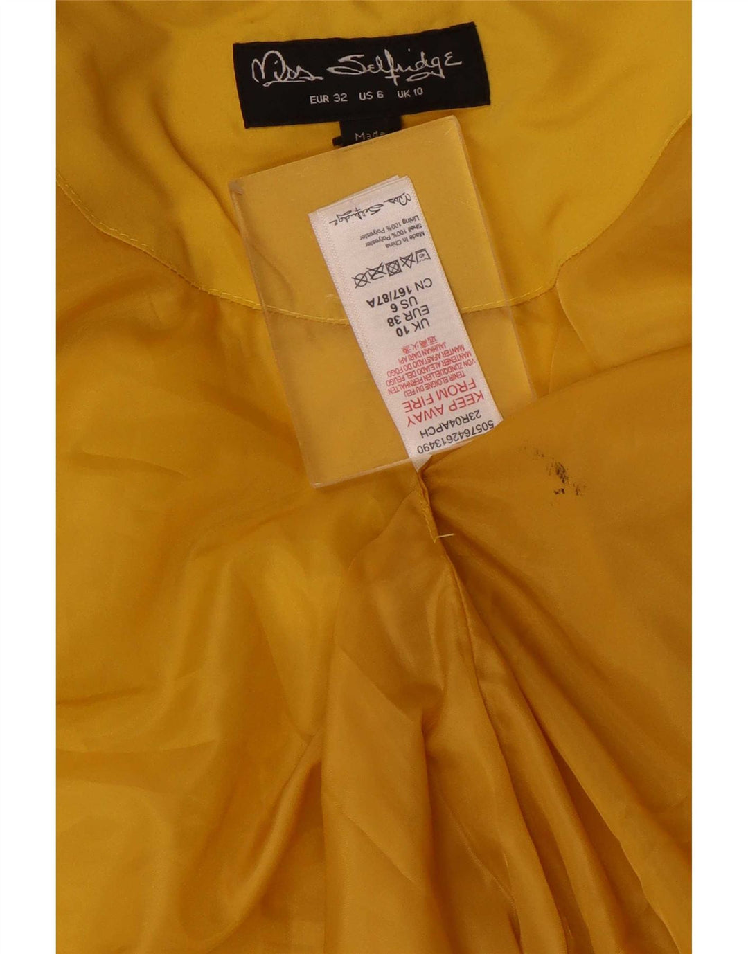 Miss Selfridge Veste matelassée surdimensionnée à capuche pour femme UK 10 Petit Jaune