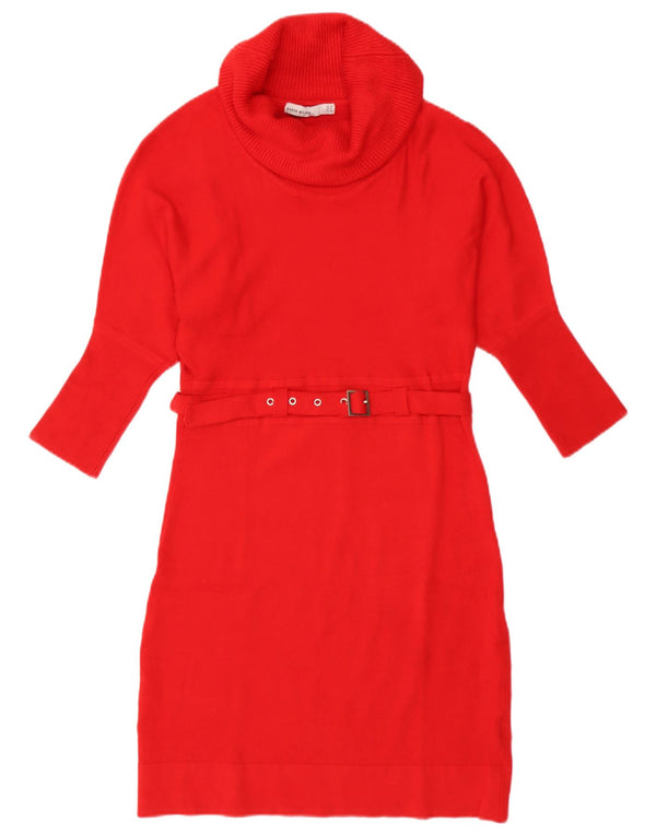 Karen Millen Robe pull pour femme UK 12 Laine rouge moyen