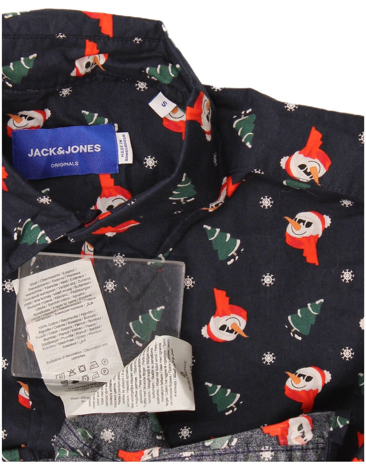 Jack & Jones Chemise à Motif Abstrait Petit Bleu Marine Noël