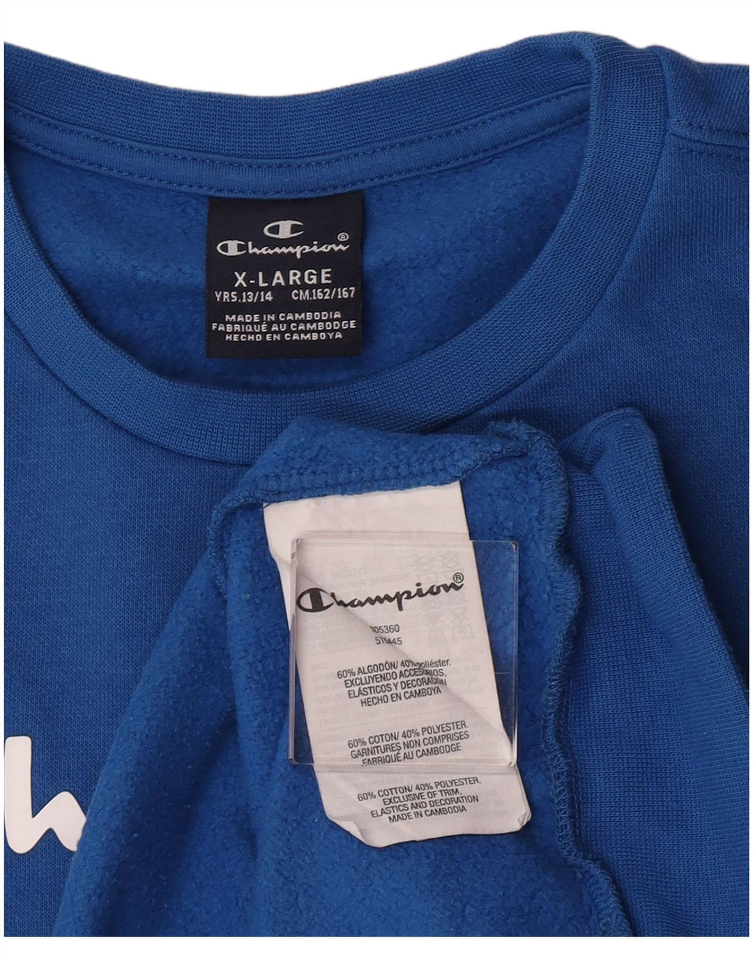 Champion Sweat-Shirt Graphique Garçon 13-14 Ans XL Bleu Coton